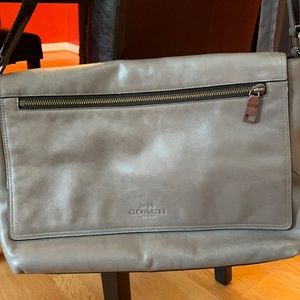 Coach gray leather messenger bag